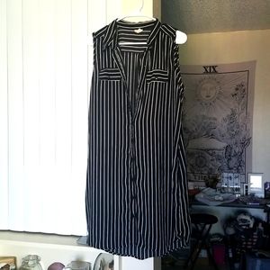 Striped Collared Polyester Dress
